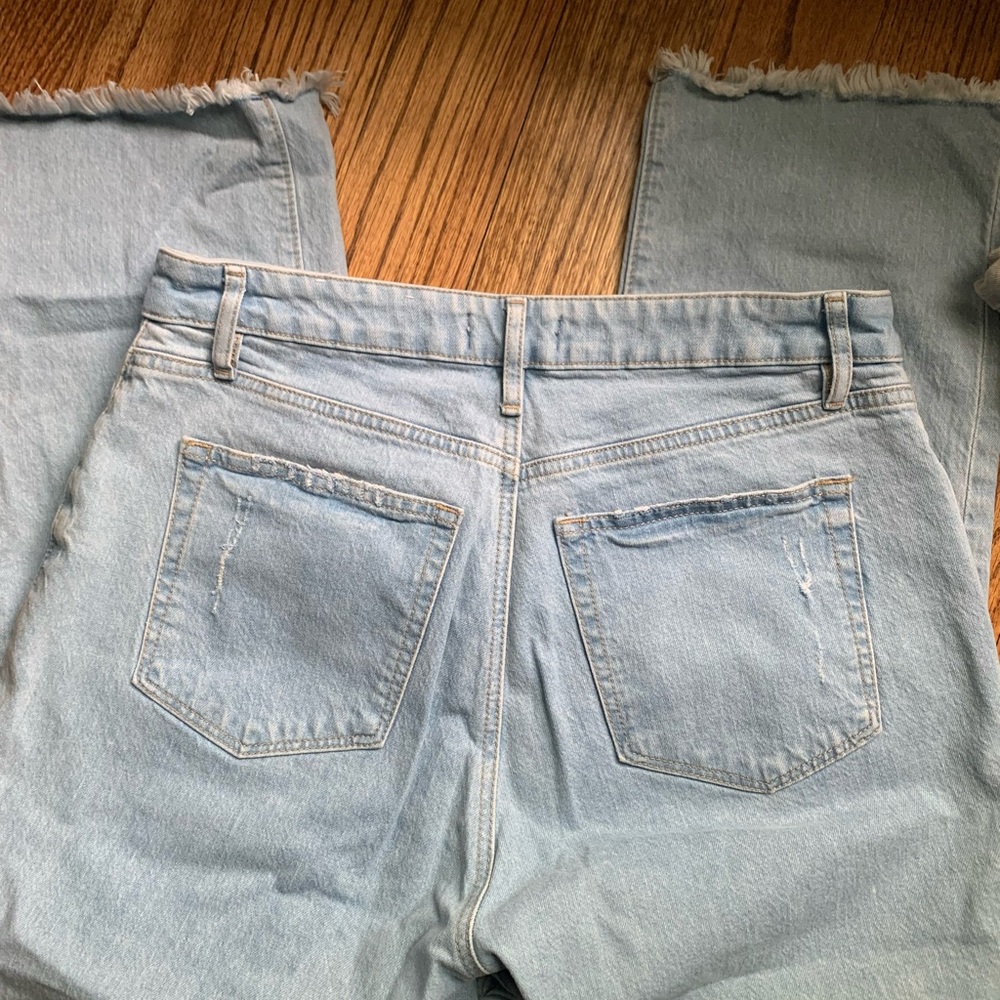 Loft Curvey High Waist Straight Cropped Jeans with Raw Hem Sz 6 - Picture 5 of 5